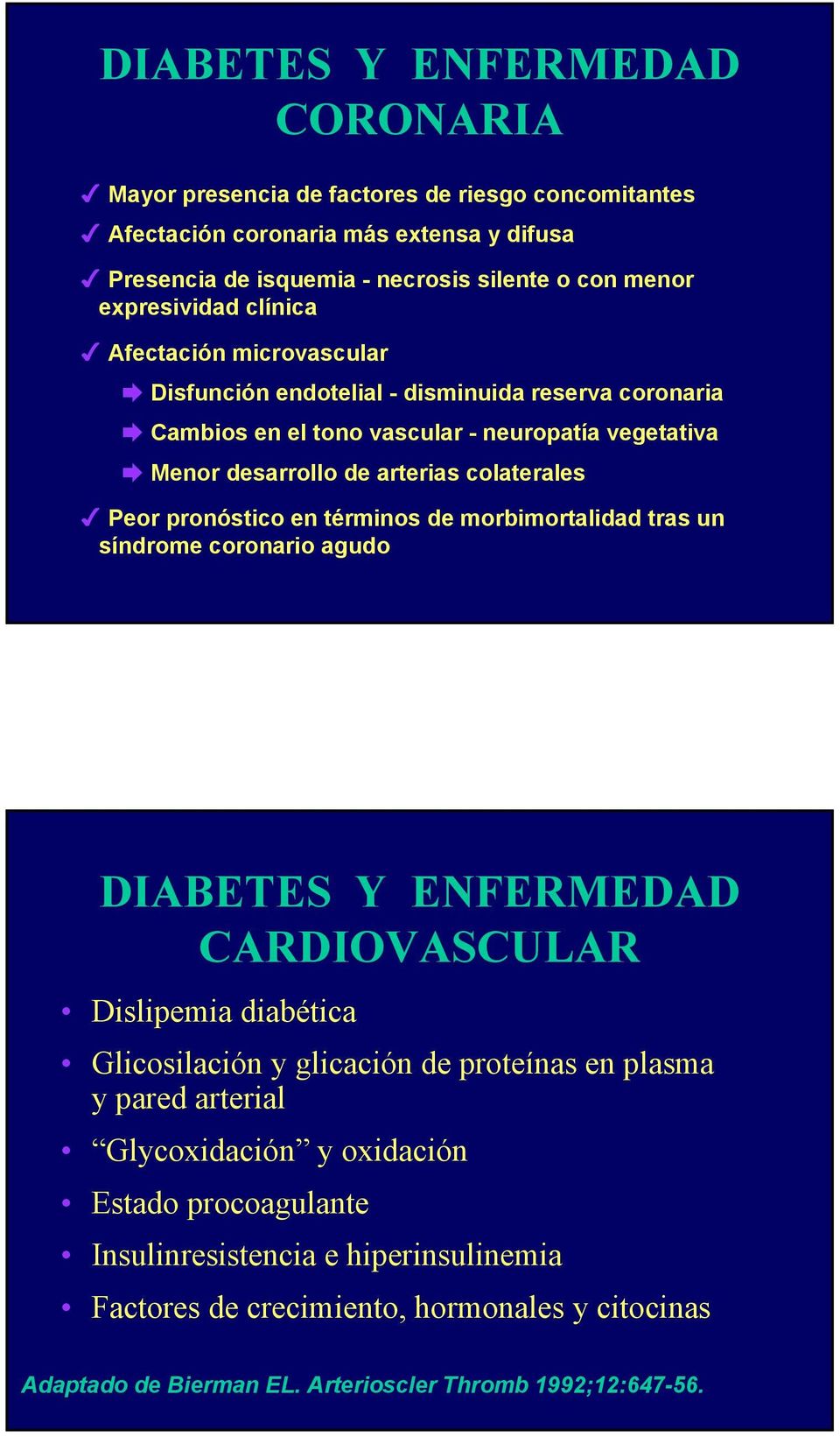 pronóstico en términos de morbimortalidad tras un síndrome coronario agudo DIABETES Y ENFERMEDAD CARDIOVASCULAR Dislipemia diabética Glicosilación y glicación de proteínas en plasma y pared