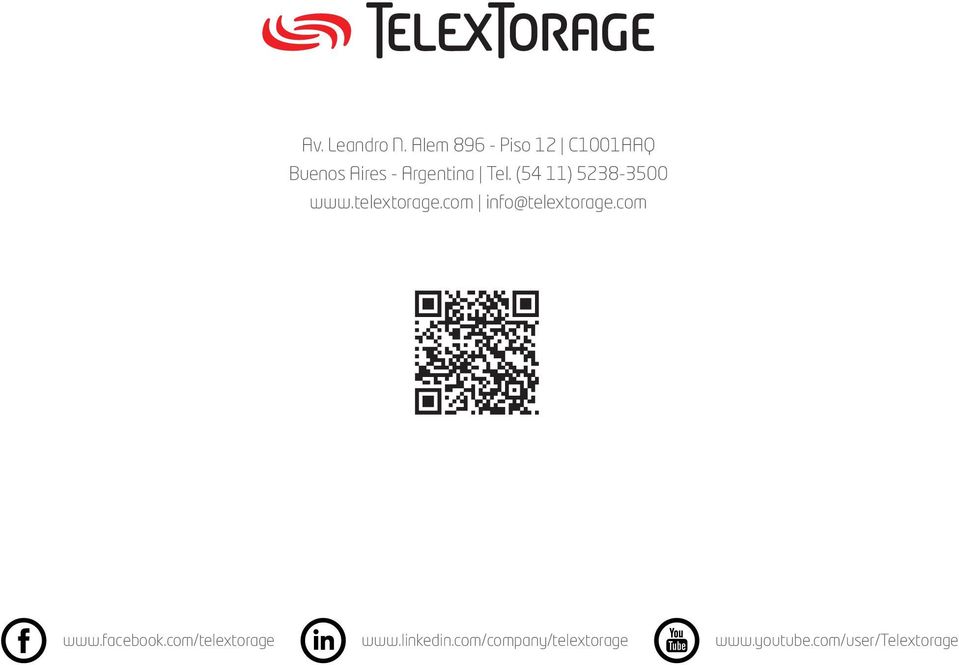 (54 11) 5238-3500 www.telextorage.com info@telextorage.