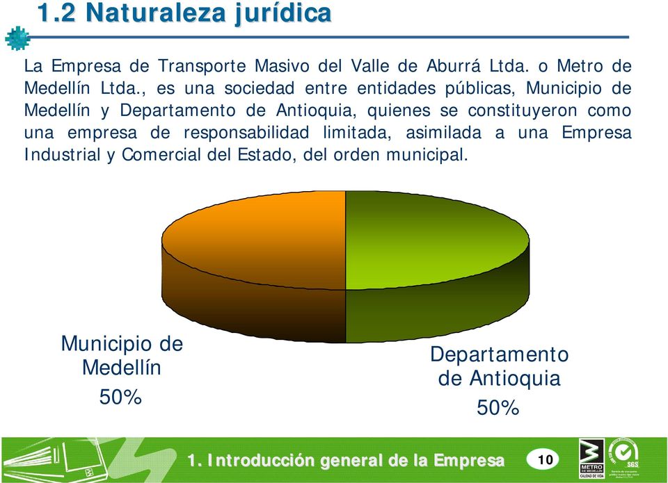 , es una sociedad entre entidades públicas, Municipio de Medellín y Departamento de Antioquia, quienes