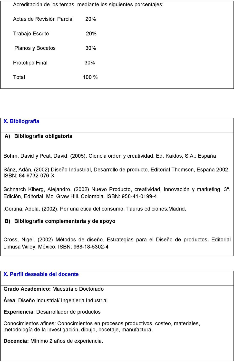 Editorial Thomson, España 2002. ISBN: 84-9732-076-X Schnarch Kiberg, Alejandro. (2002) Nuevo Producto, creatividad, innovación y marketing. 3ª. Edición, Editorial Mc. Graw Hill. Colombia.