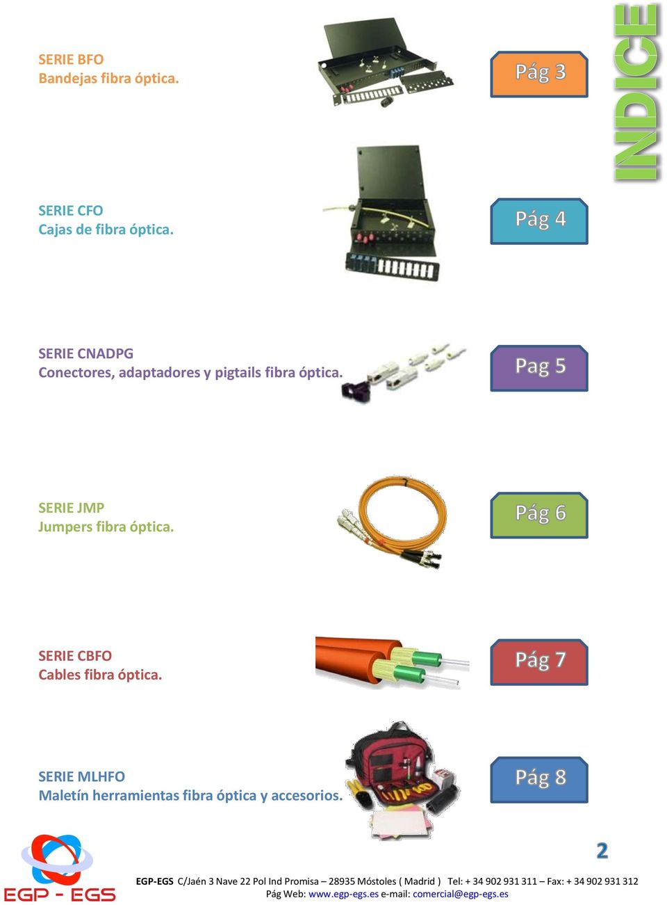 SERIE CNADPG Conectores, adaptadores y pigtails fibra óptica.