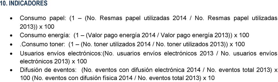 toner utilizados 2014 / No. toner utilizados 2013)) x 100 Usuarios envíos electrónicos:(no. usuarios envíos electrónicos 2013 / No.