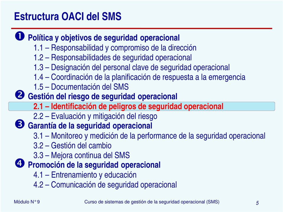 5 Documentación del SMS Gestión del riesgo de seguridad operacional 2.1 Identificación de peligros de seguridad operacional 2.