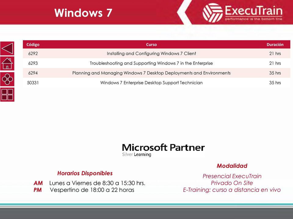 Deployments and Environments 35 hrs 50331 Windows 7 Enterprise Desktop Support Technician 35 hrs