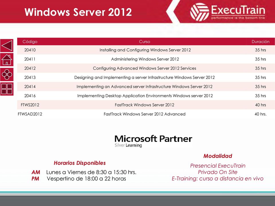 Infrastructure Windows Server 2012 35 hrs 20416 Implementing Desktop Application Environments Windows server 2012 35 hrs FTWS2012 FastTrack Windows Server 2012