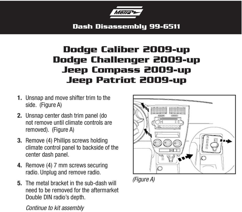 (Figure A) 3. Remove (4) Phillips screws holding climate control panel to backside of the center dash panel. 4.