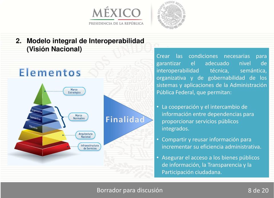 cooperación y el intercambio de información entre dependencias para proporcionar servicios públicos integrados.