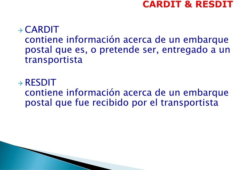 transportista RESDIT contiene información acerca