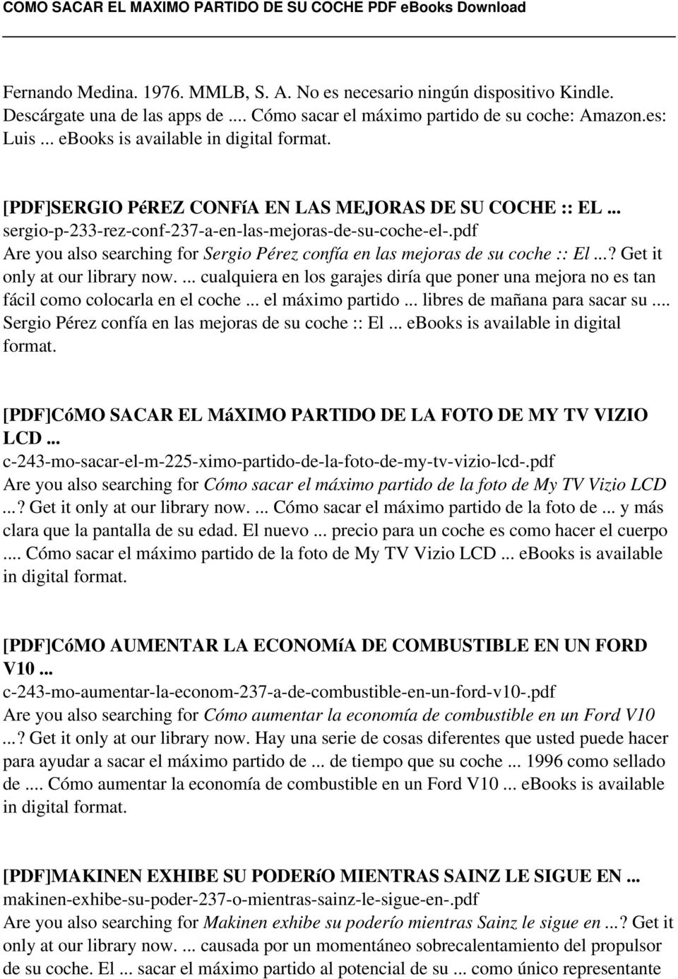 pdf Are you also searching for Sergio Pérez confía en las mejoras de su coche :: El...? Get it only at our library now.