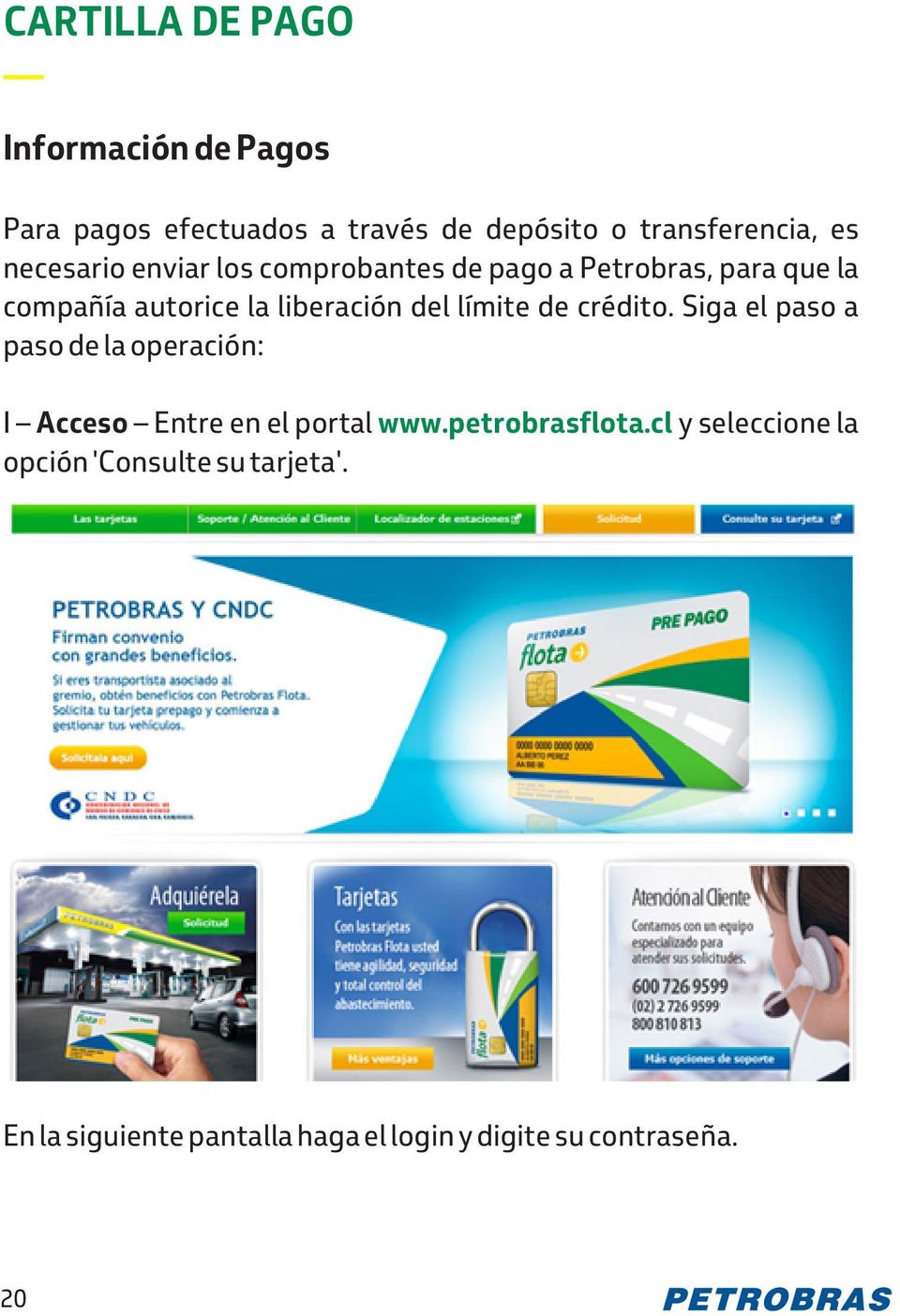 crédito. Siga el paso a paso de la operación: I Acceso Entre en el portal www.petrobrasflota.