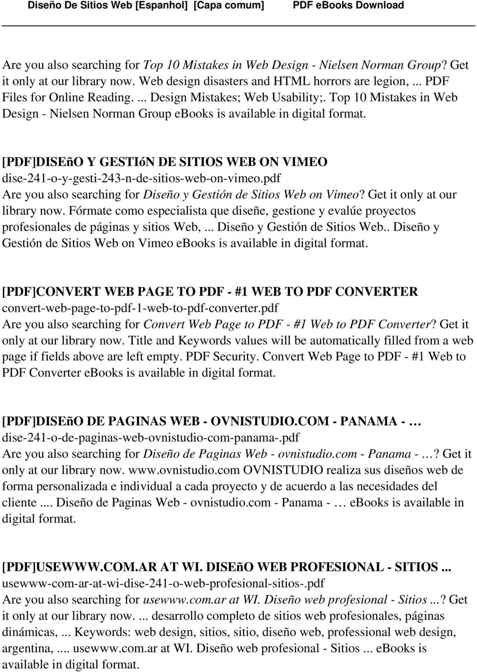 [PDF]DISEñO Y GESTIóN DE SITIOS WEB ON VIMEO dise-241-o-y-gesti-243-n-de-sitios-web-on-vimeo.pdf Are you also searching for Diseño y Gestión de Sitios Web on Vimeo? Get it only at our library now.