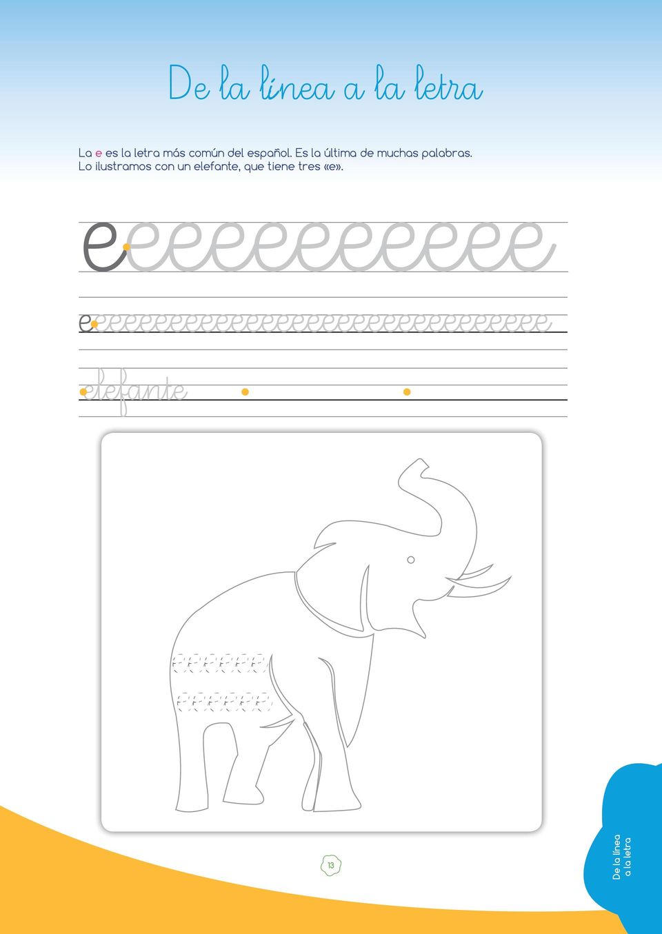 Lo ilustramos con un elefante, que tiene tres «e».