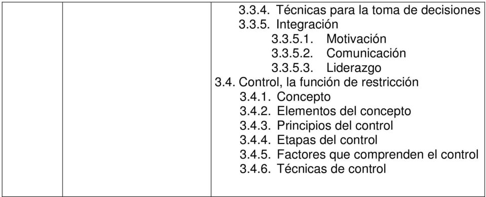 Concepto 3.4.2. Elementos del concepto 3.4.3. Principios del control 3.4.4. Etapas del control 3.