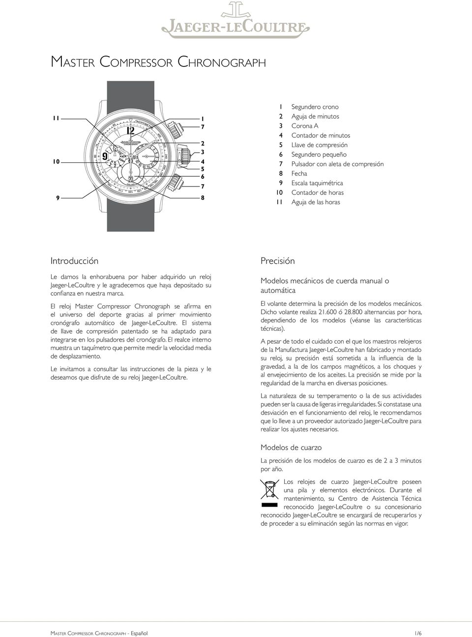 haya depositado su confianza en nuestra marca. El reloj Master Compressor Chronograph se afirma en el universo del deporte gracias al primer movimiento cronógrafo automático de Jaeger-LeCoultre.