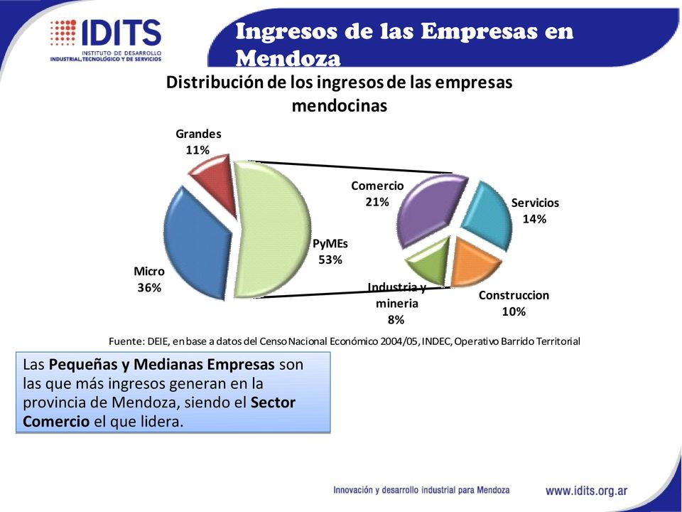 base a datos del Censo Nacional Económico 2004/05, INDEC, Operativo Barrido Territorial Las Pequeñas y