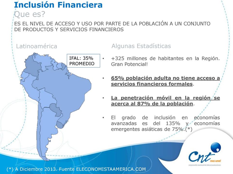 Estadísticas IFAL: 35% PROMEDIO +325 millones de habitantes en la Región. Gran Potencial!