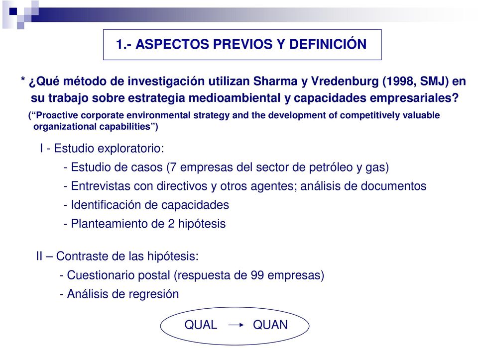 ( Proactive corporate environmental strategy and the development of competitively valuable organizational capabilities ) I - Estudio exploratorio: -