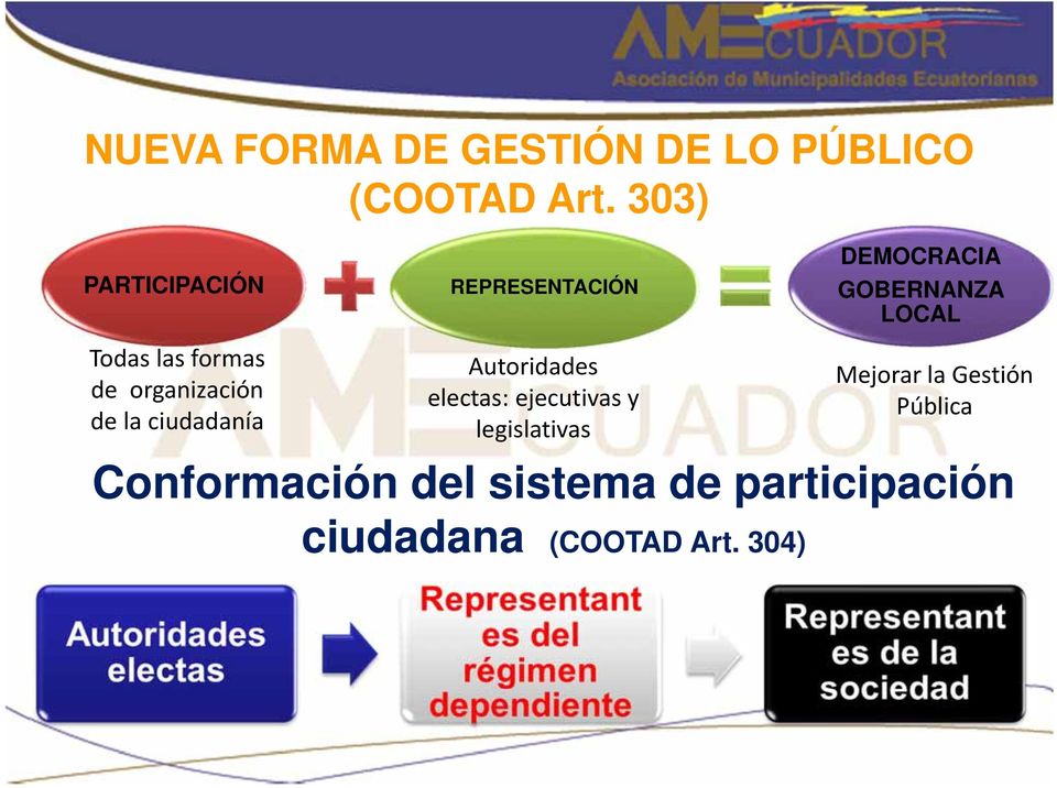 formas de organización de la ciudadanía Autoridades electas: ejecutivas y