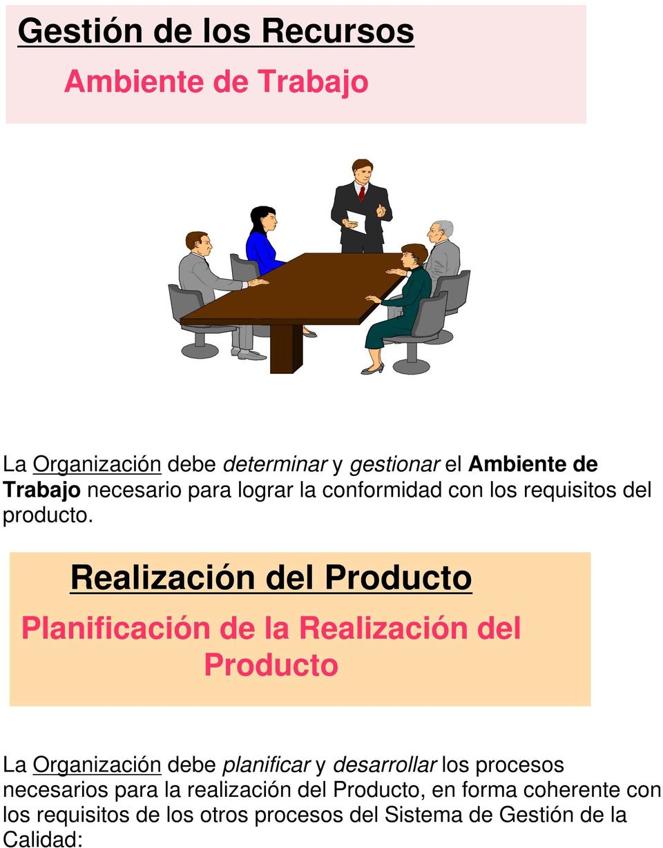 Realización del Producto Planificación de la Realización del Producto La Organización debe planificar y