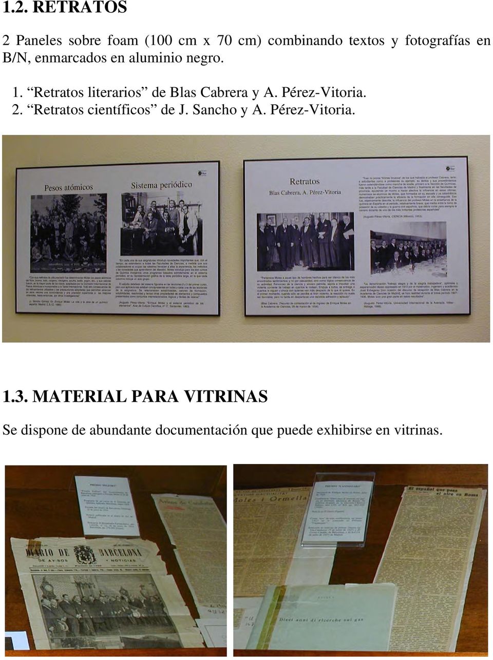 Pérez-Vitoria. 2. Retratos científicos de J. Sancho y A. Pérez-Vitoria. 1.3.