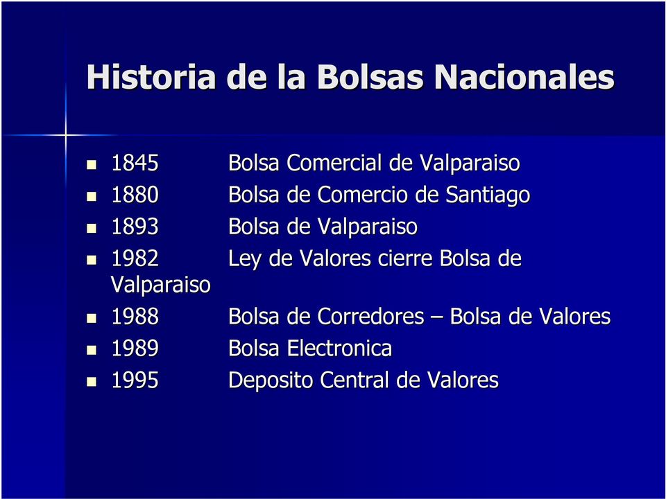 Ley de Valores cierre Bolsa de Valparaiso 1988 Bolsa de Corredores