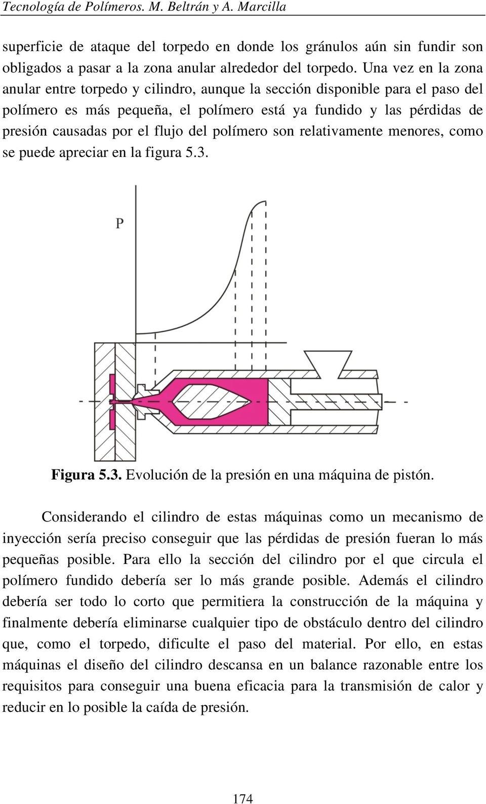 del polímero son relativamente menores, como se puede apreciar en la figura 5.3. Figura 5.3. Evolución de la presión en una máquina de pistón.