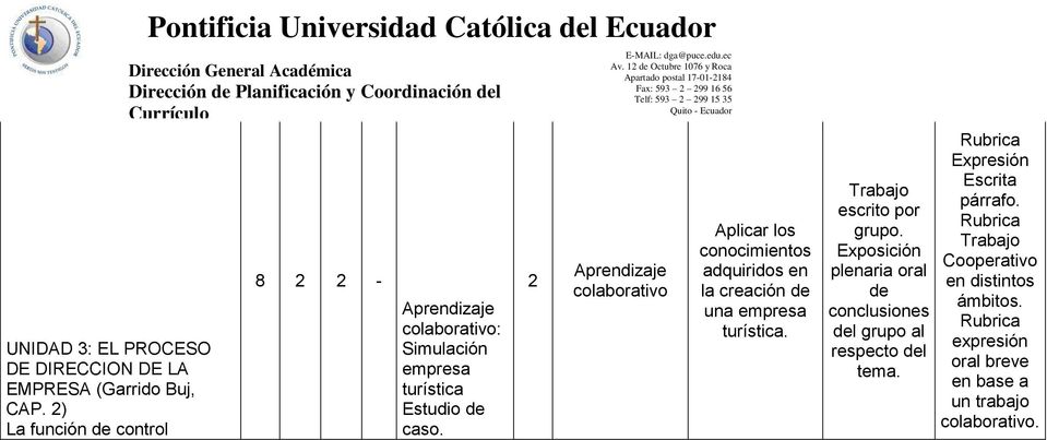 ) La función control Pontificia Universidad
