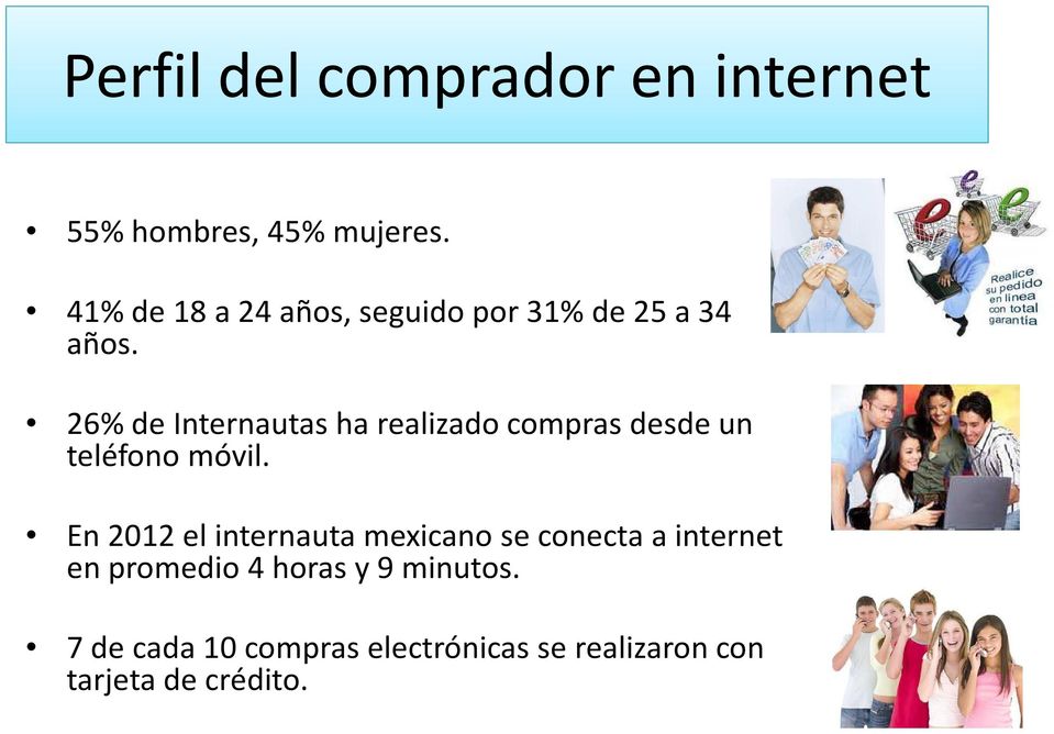 26% de Internautas ha realizado compras desde un teléfono móvil.