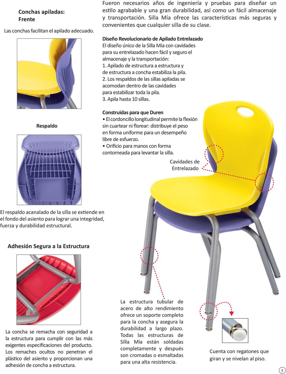 Silla Mía ofrece las características más seguras y convenientes que cualquier silla de su clase.
