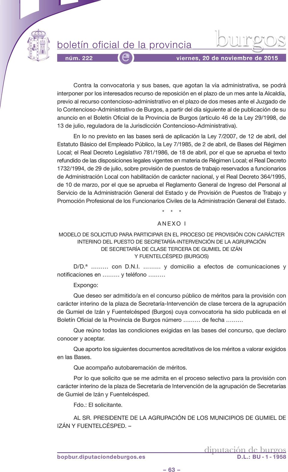 d Burgos (artículo 46 d la Ly 29/1998, d 13 d julio, rguladora d la Jurisdicción Contncioso-Administrativa).