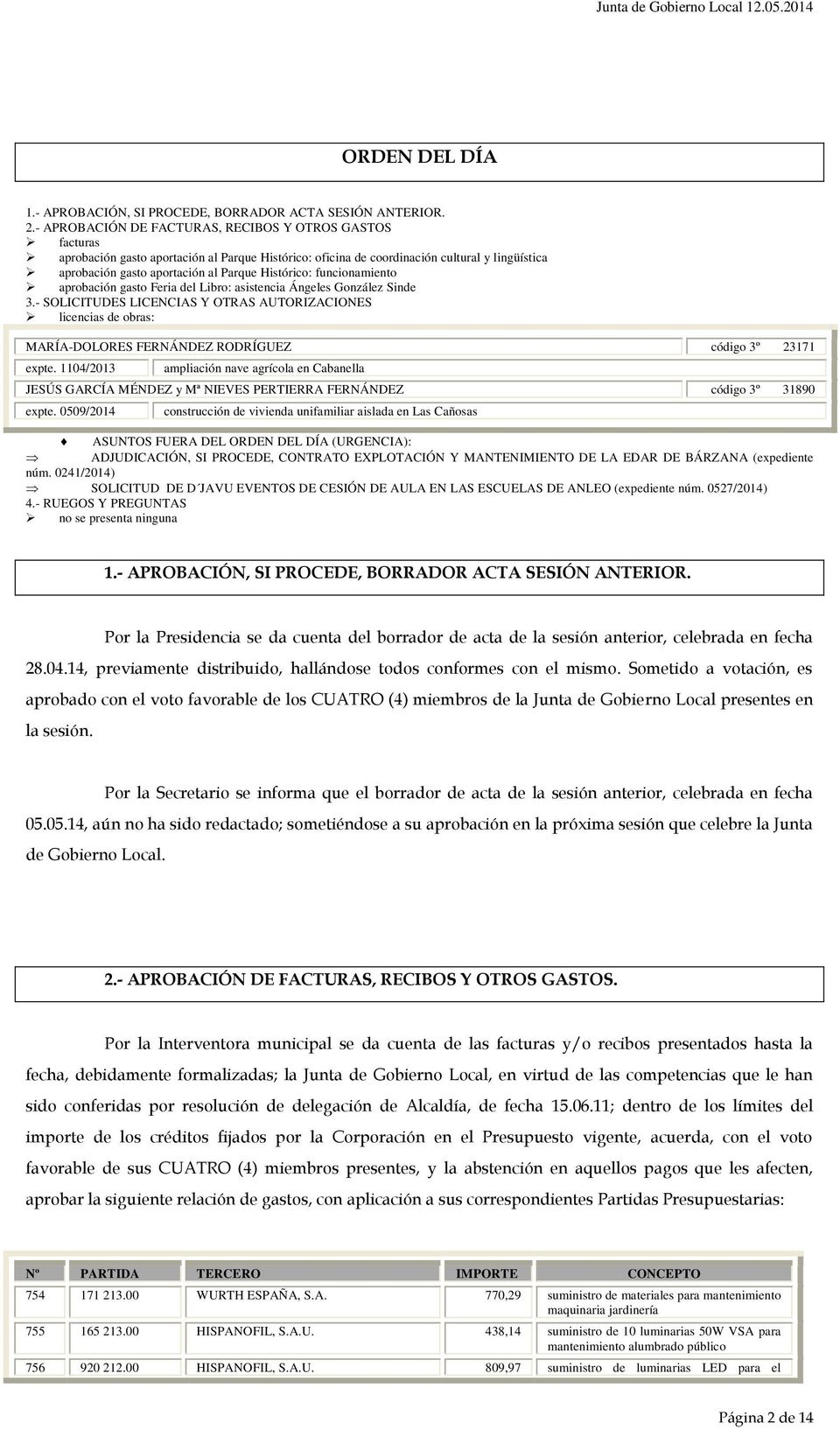Histórico: funcionamiento aprobación gasto Feria del Libro: asistencia Ángeles González Sinde 3.