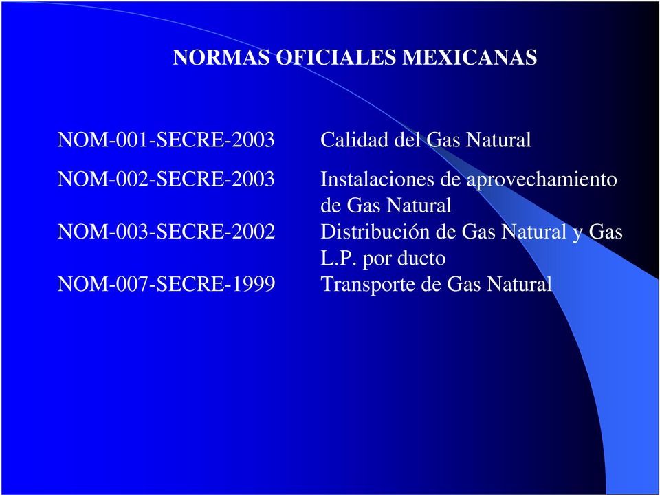 Calidad del Gas Natural Instalaciones de aprovechamiento de