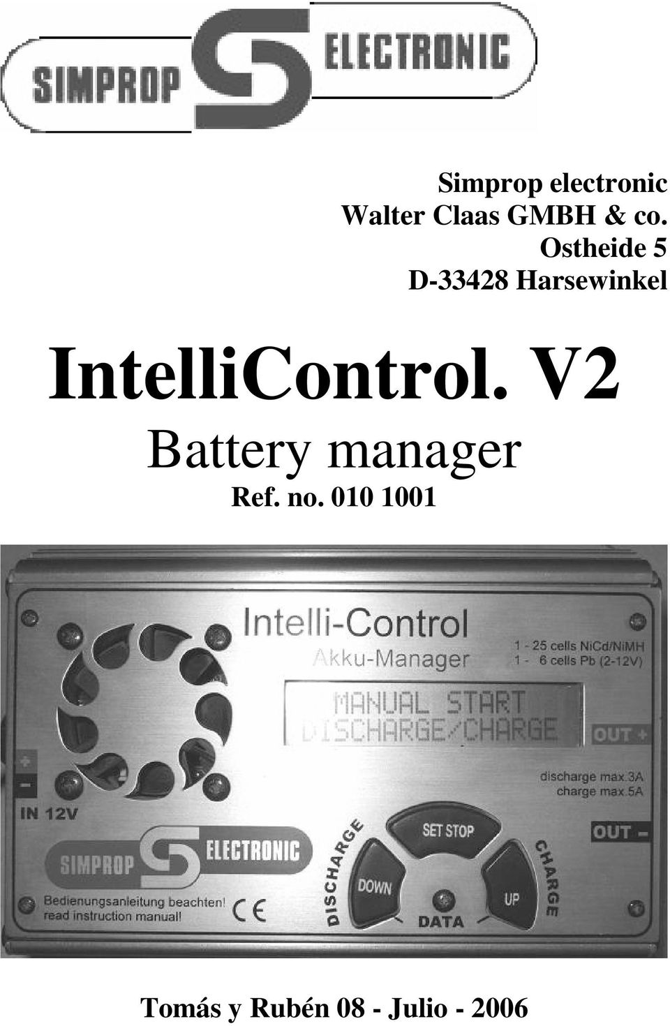 IntelliControl. V2 Battery manager Ref.