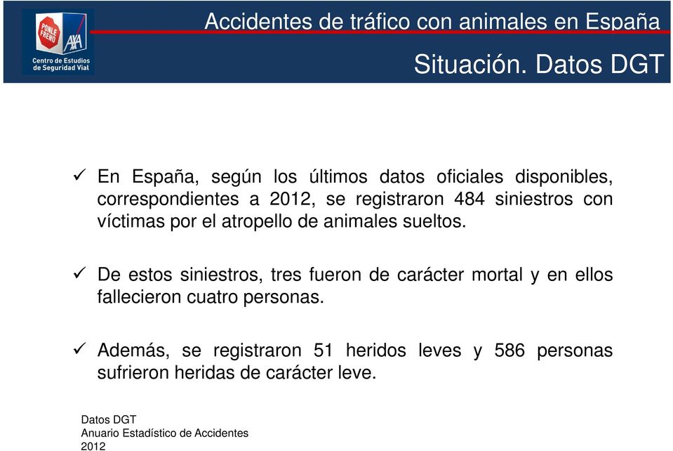 registraron 484 siniestros con víctimas por el atropello de animales sueltos.
