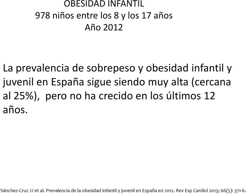 25%), pero no ha crecido en los últimos 12 años. Sánchez-Cruz JJ et al.