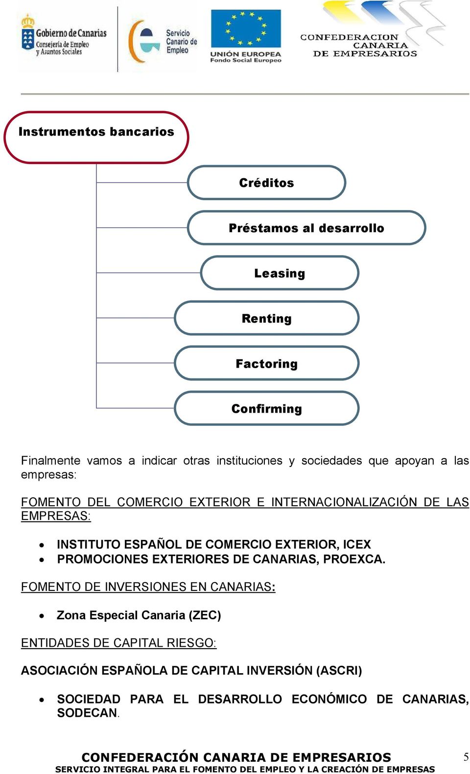 ESPAÑOL DE COMERCIO EXTERIOR, ICEX PROMOCIONES EXTERIORES DE CANARIAS, PROEXCA.