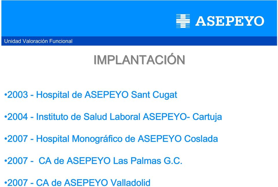 2007 - Hospital Monográfico de ASEPEYO Coslada 2007 -