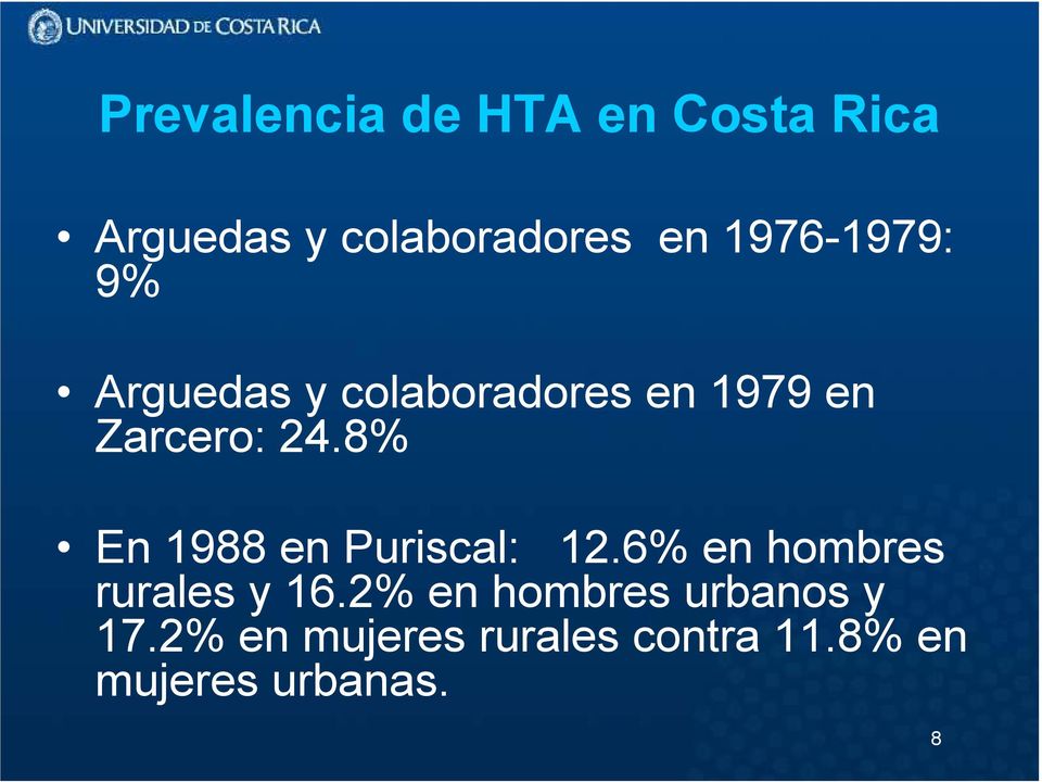 8% En 1988 en Puriscal: 12.6% en hombres rurales y 16.