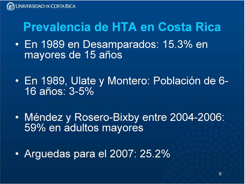 Población de 6-16 años: 3-5% Méndez y Rosero-Bixby entre
