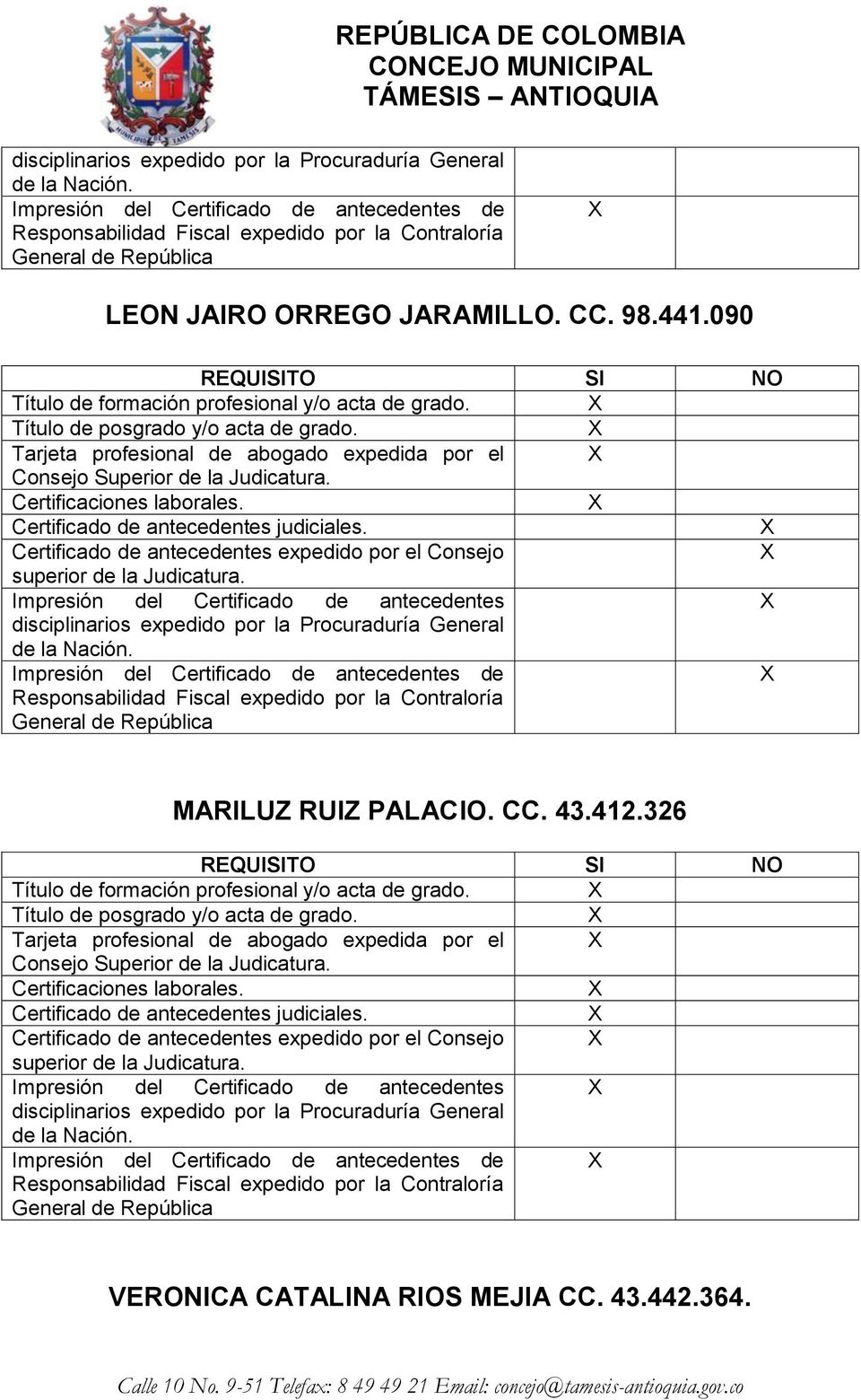 antecedentes Impresión del Certificado de antecedentes de MARILUZ RUIZ PALACIO. CC. 43.412.