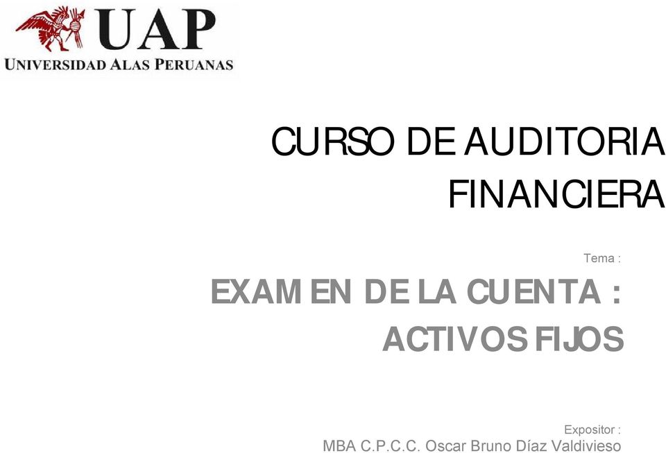 ACTIVOS FIJOS Expositor : MBA C.