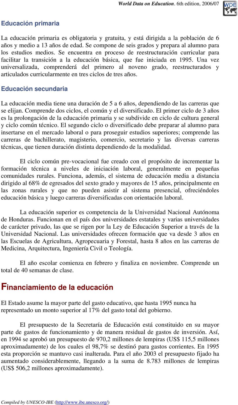 Honduras Principios Y Objetivos Generales De La Educacion