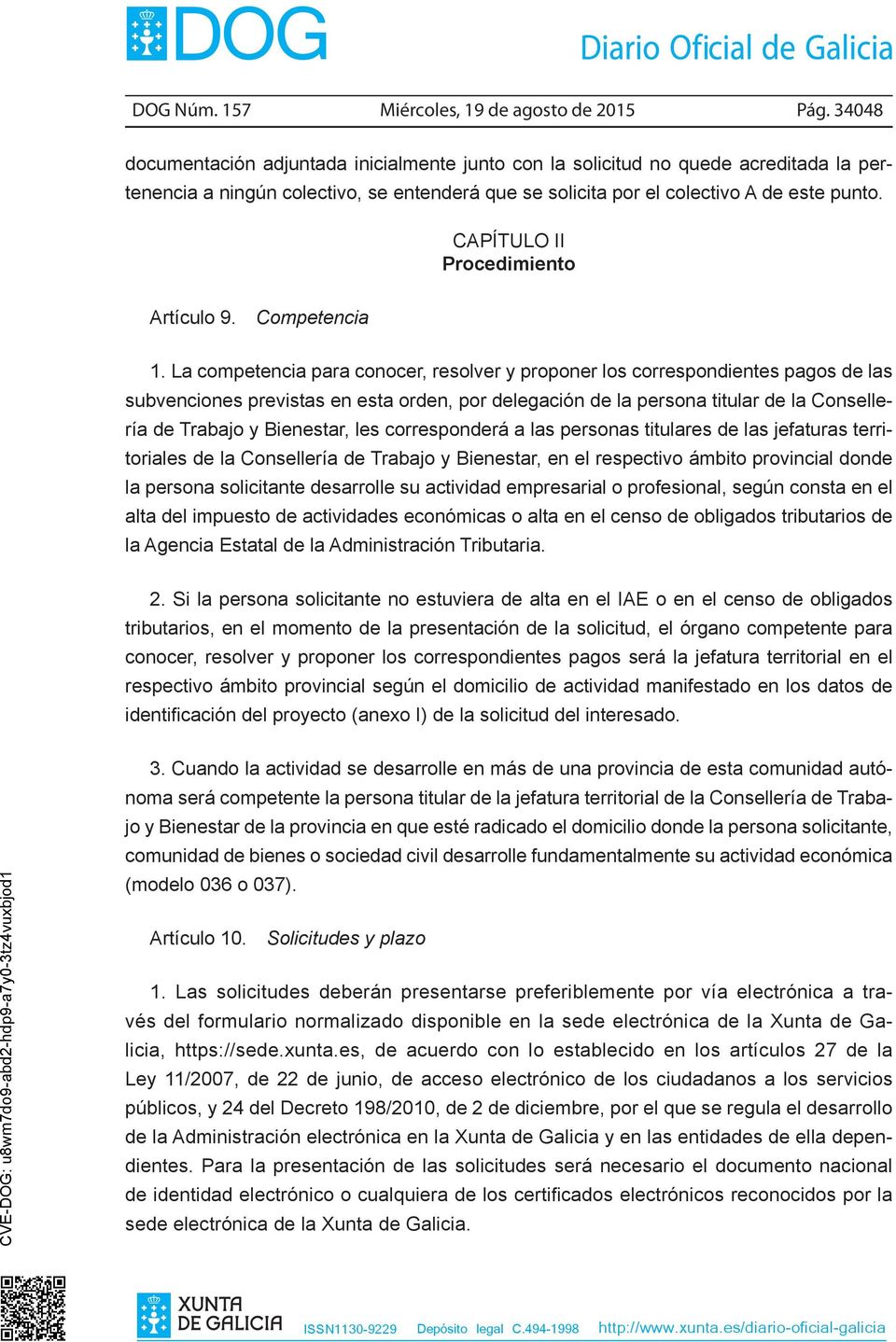CAPÍTULO II Procedimiento Artículo 9. Competencia 1.