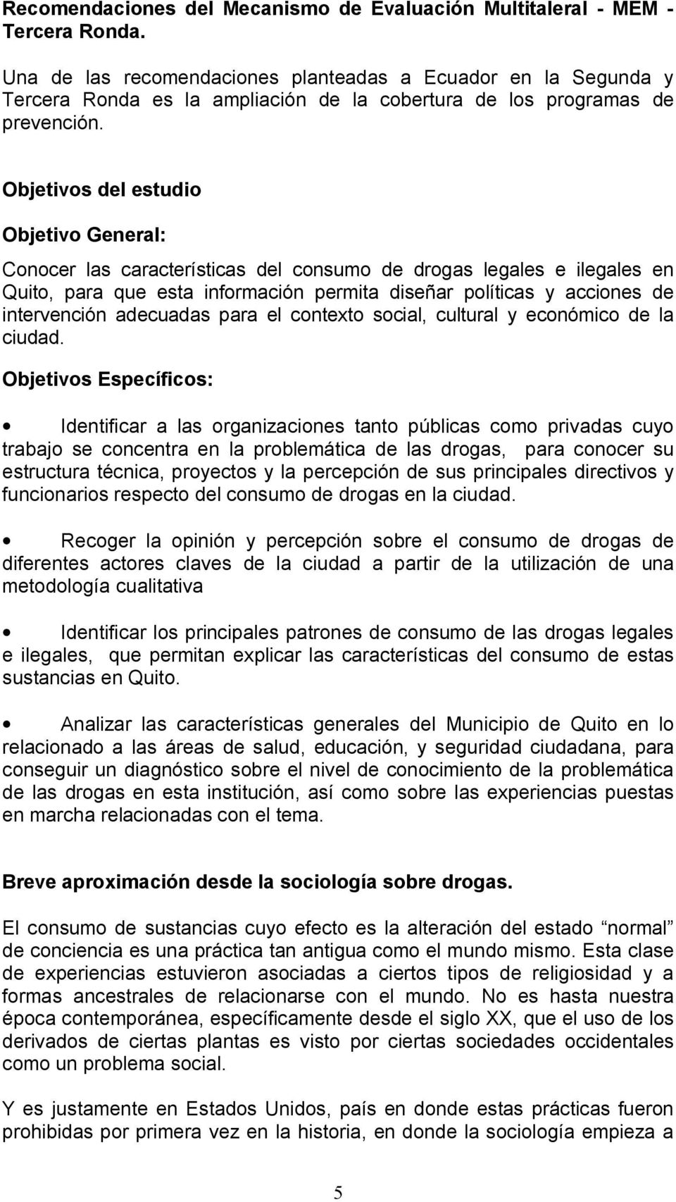 Diagnostico Situacional Sobre Consumo De Drogas En Quito Pdf