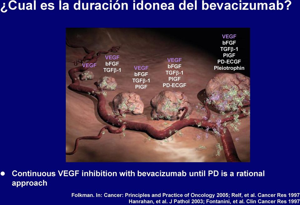 PD-ECGF Pleiotrophin Continuous VEGF inhibition with bevacizumab until PD is a rational approach