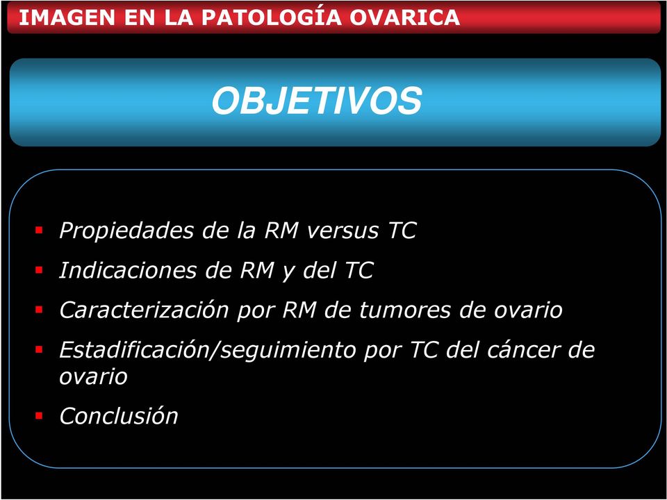 Caracterización por RM de tumores de ovario