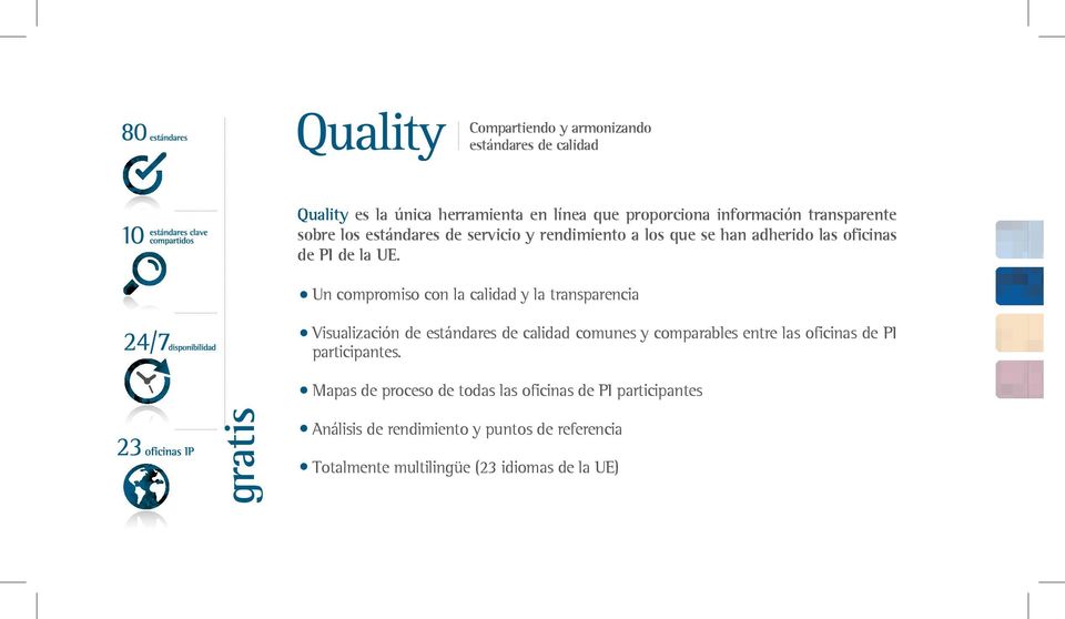 Un compromiso con la calidad y la transparencia Visualización de estándares de calidad comunes y comparables entre las oficinas de PI