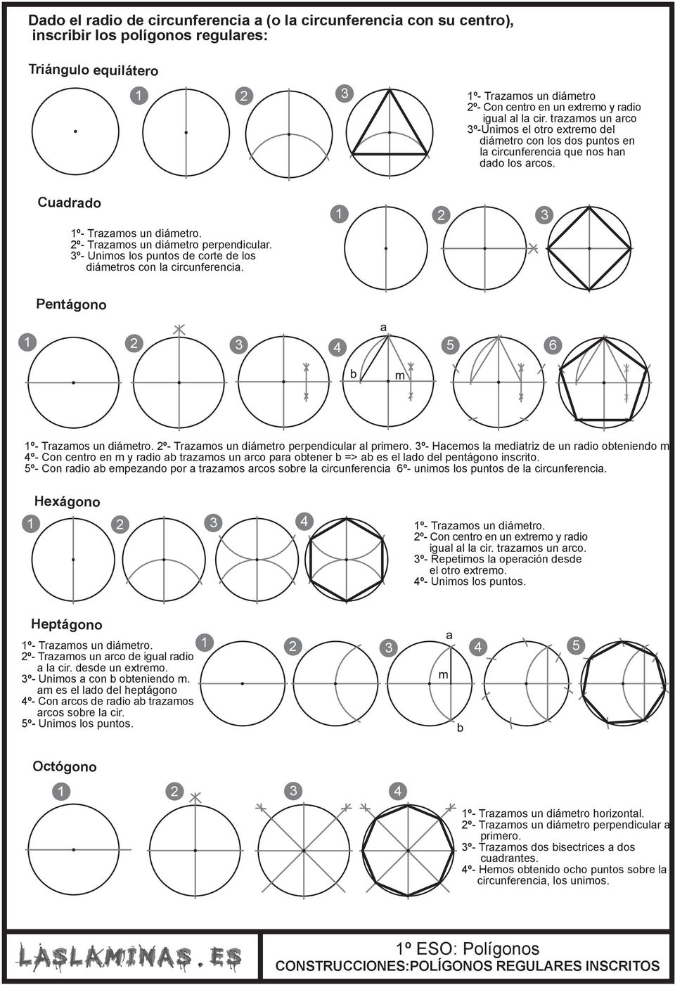 2º- Trazamos un diámetro perpendicular. º- Unimos los puntos de corte de los diámetros con la circunferencia. Pentágono 1 2 4 5 1º- Trazamos un diámetro.