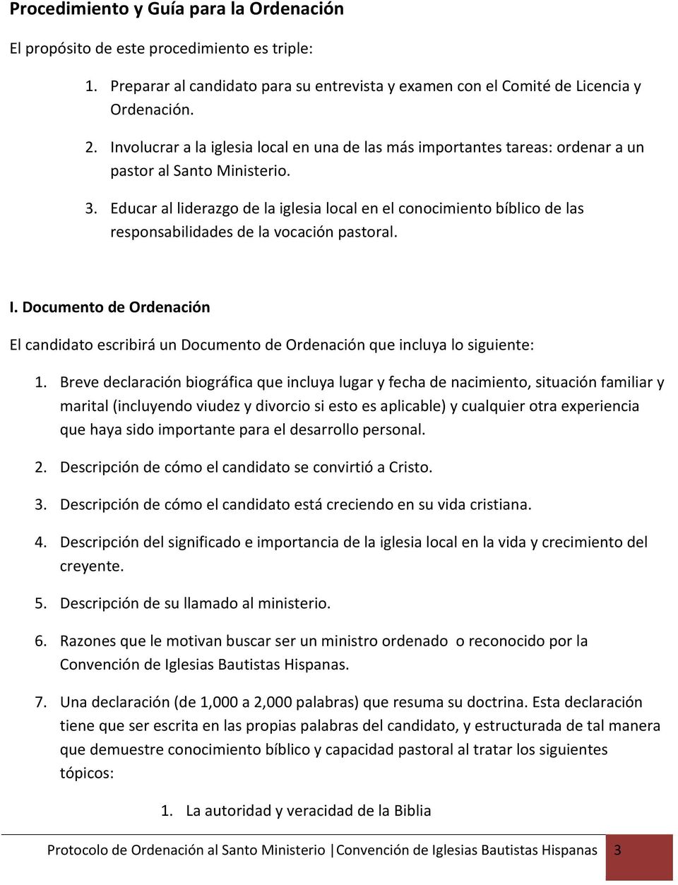 Protocolo de Ordenación al Santo Ministerio Convención de Iglesias  Bautistas Hispanas 1 - PDF Descargar libre