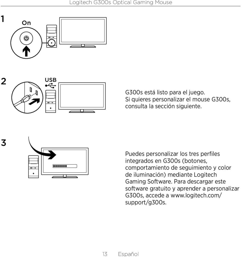 3 Puedes personalizar los tres perfiles integrados en G300s (botones, comportamiento de